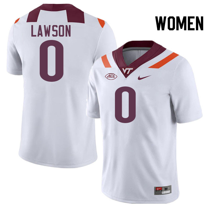 Women #0 Keli Lawson Virginia Tech Hokies College Football Jerseys Stitched-White